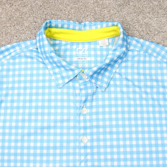 Cutter & Buck Polo Shirt Mens Large Blue CB DryTec Golf Short Sleeve Pullover - Picture 5 of 13